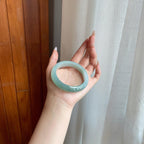 糯冰半山水翡翠平安镯（59mm）（yc282547）