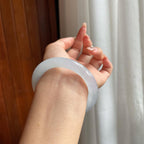 冰种淡底色圆条翡翠手镯（52mm）（yc203190）