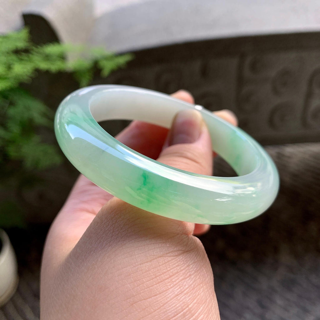 细糯种飘绿平安镯（54.2mm）（yc202373）