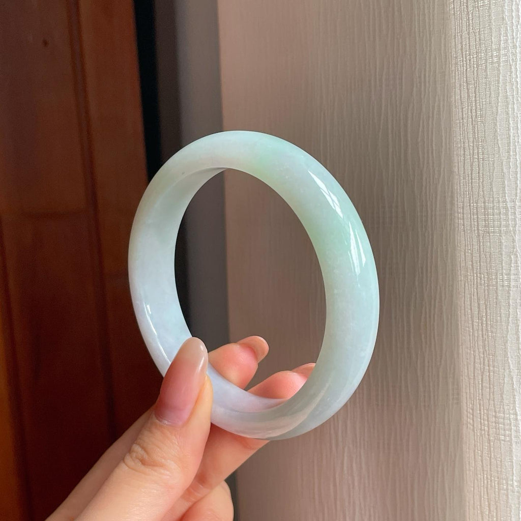 糯冰淡春彩翡翠平安镯（57.8mm）（yc358338）