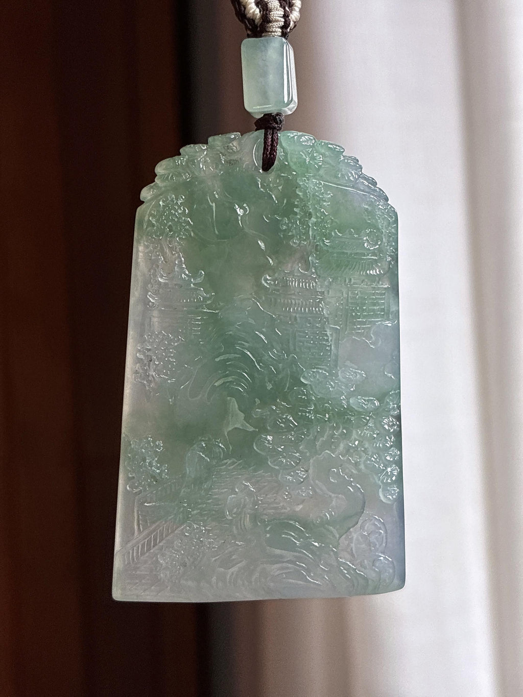 糯冰带色山水牌挂件 天然缅甸A货翡翠（yc465146）