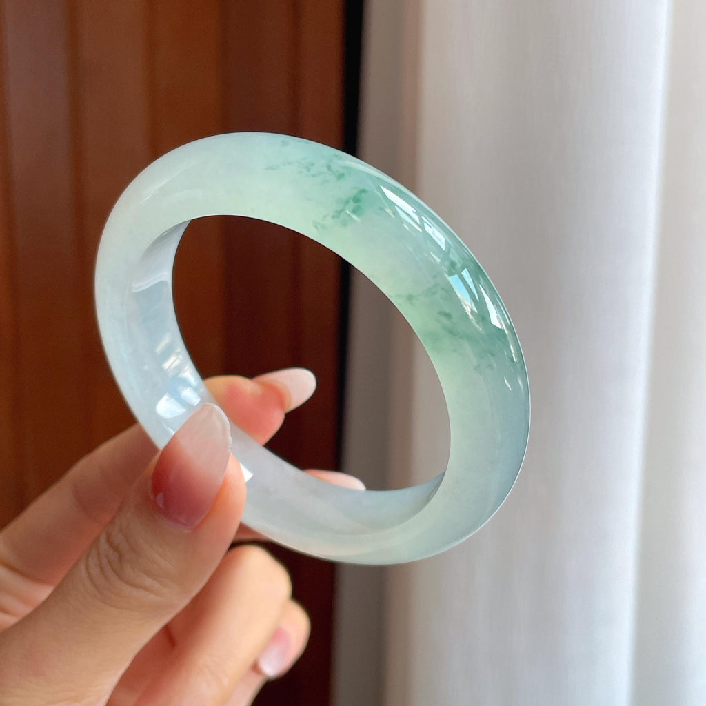 冰种飘花翡翠平安镯（55.2mm）（yc302423）