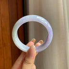 糯冰春带彩宽版翡翠平安镯（52.7mm)（yc417228）