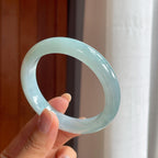 糯冰淡紫蓝底翡翠平安镯（58mm）（yc404830）