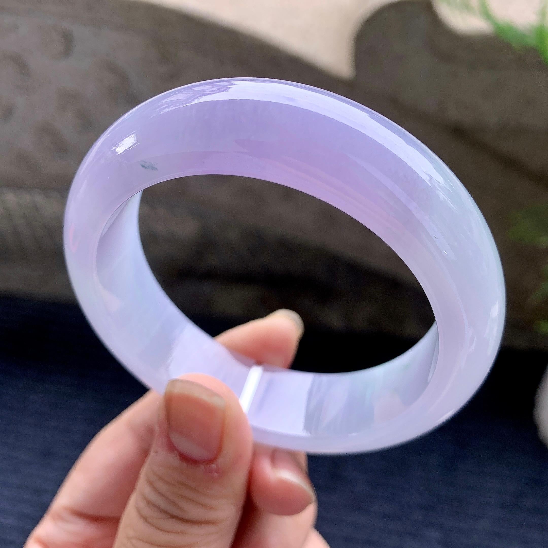 糯冰种紫罗兰宽版轮胎手镯（58.2mm）（yc253805）