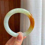 冰种黄翡翡翠圆条手镯（55mm）（yc327167）