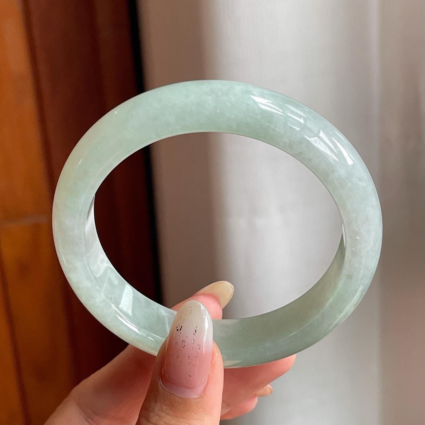 糯冰种晴底翡翠平安镯（54mm）（yc216821）