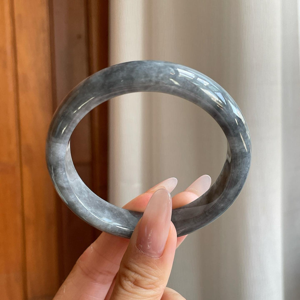 糯种乌鸡翡翠平安镯（57mm）（yc278072）