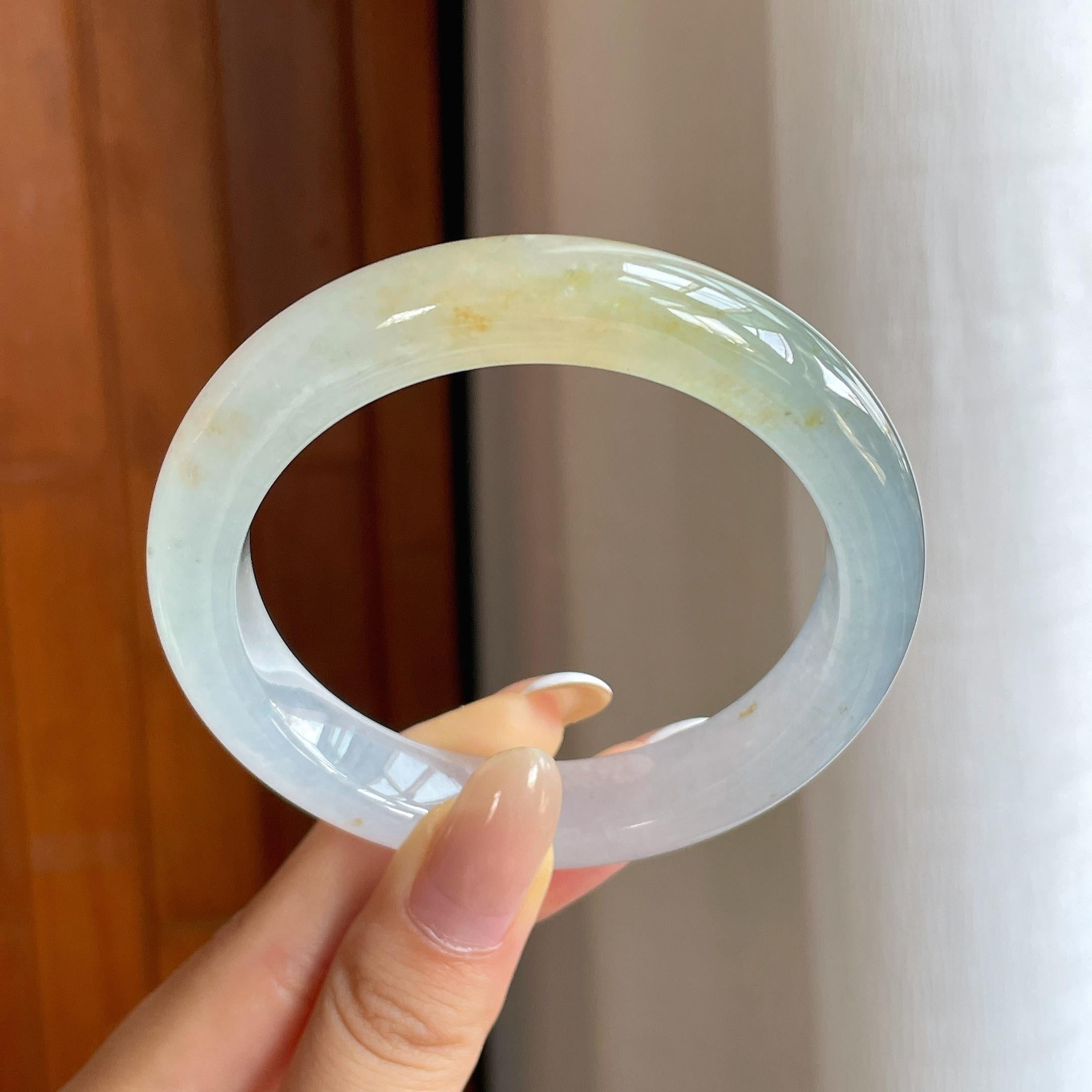 冰种黄翡翡翠平安镯（57.6mm)（yc419706）
