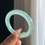 冰种晴绿底翡翠圆条手镯（54.7mm）（yc376748）