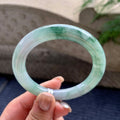 细糯种飘绿花圆条手镯  55圈口  天然缅甸A货翡翠（yc421276）