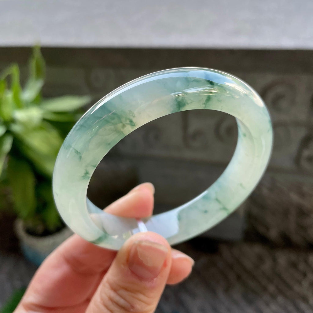 糯冰种飘花平安镯（55.4mm）（yc310093）