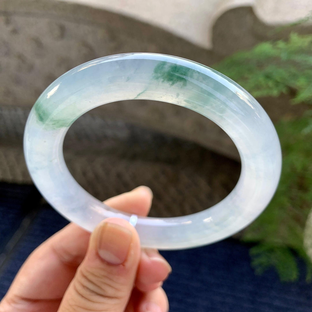 糯冰种飘花圆条手镯（57mm）（yc249467）