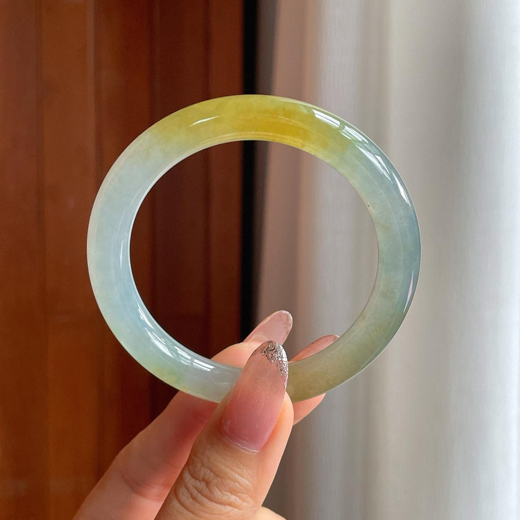 冰种黄翡圆条手镯（54.3mm）（yc361743）