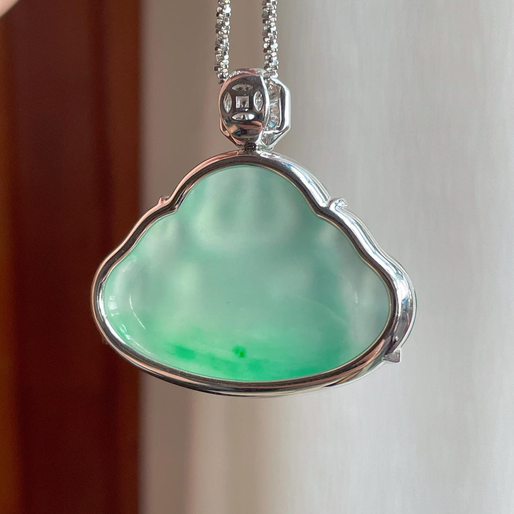 18k金钻镶冰种飘花翡翠佛公（yc263550）