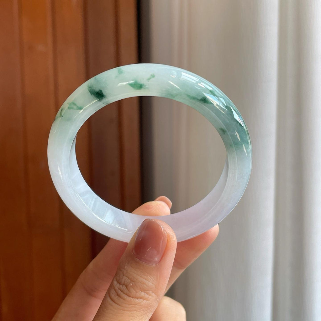 糯冰飘花翡翠平安镯（55mm）（yc279297）