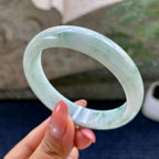 细糯种飘花正圈平安镯55.8圈        天然缅甸A货翡翠（yc433753）