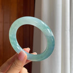 冰种蓝晴翡翠圆条手镯（58mm)（yc381141）