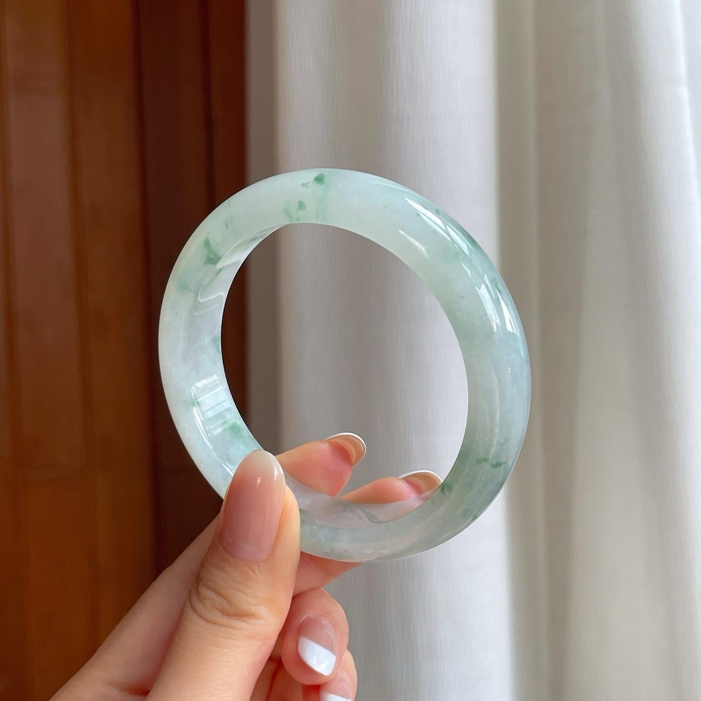 糯冰飘花翡翠平安镯（56.5mm)（yc380330）