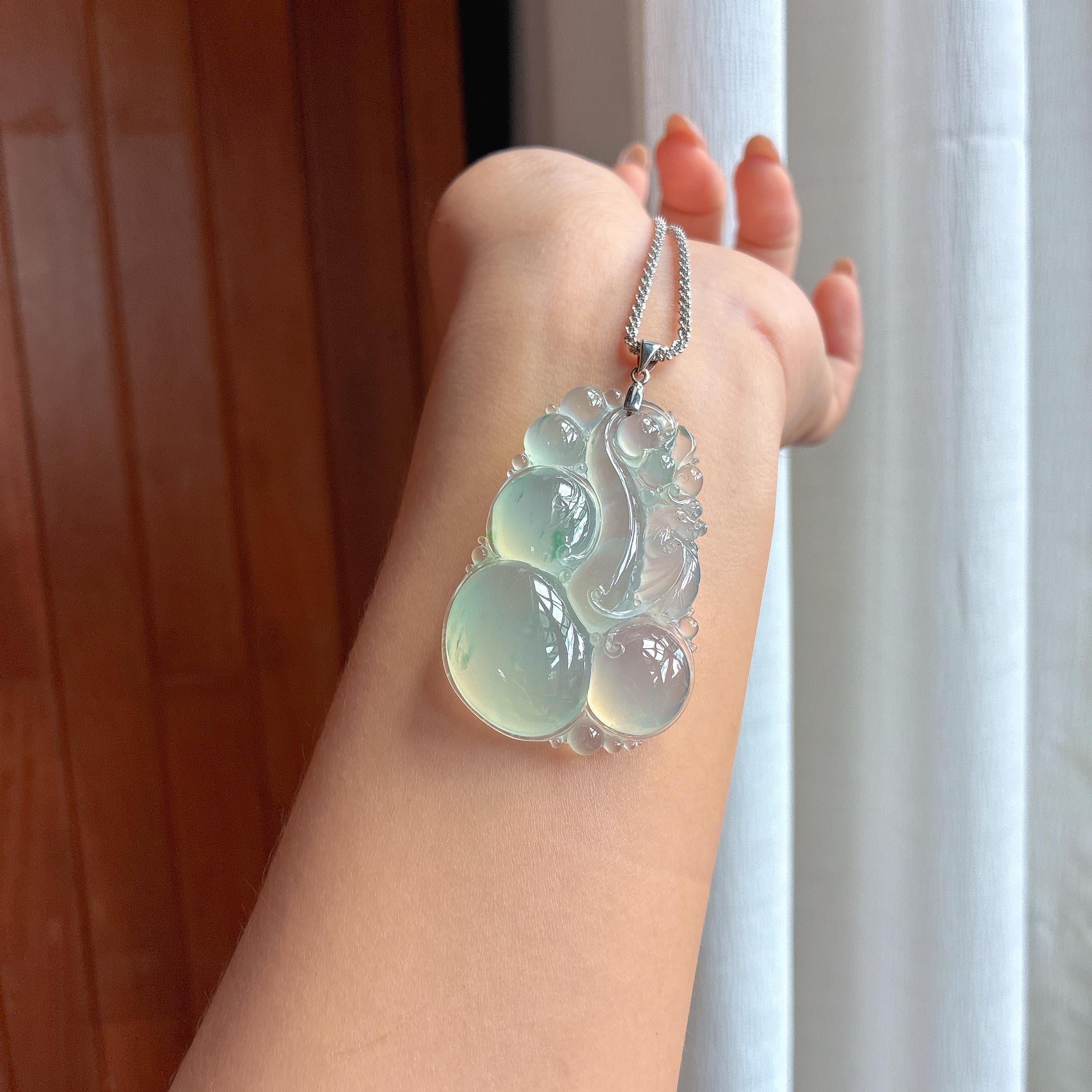 Khóa vàng 18k, băng chủng khởi quang phiêu hoa như ý, ngọc phỉ thúy tự nhiên Miến Điện loại A (yc451552)