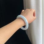 细糯冰淡春底翡翠圆条手镯（57mm）（yc413682）