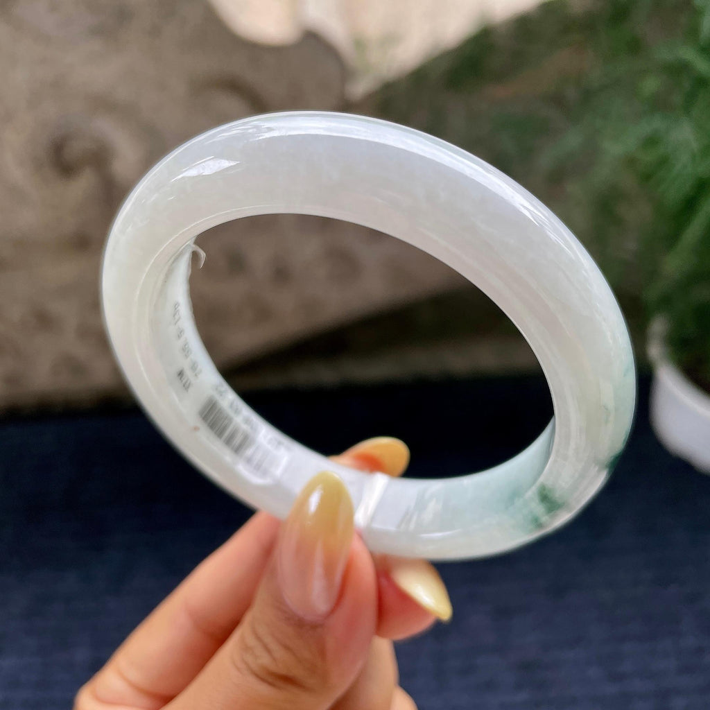 细糯种飘花正圈平安镯55.7圈 天然缅甸A货翡翠（yc464070）