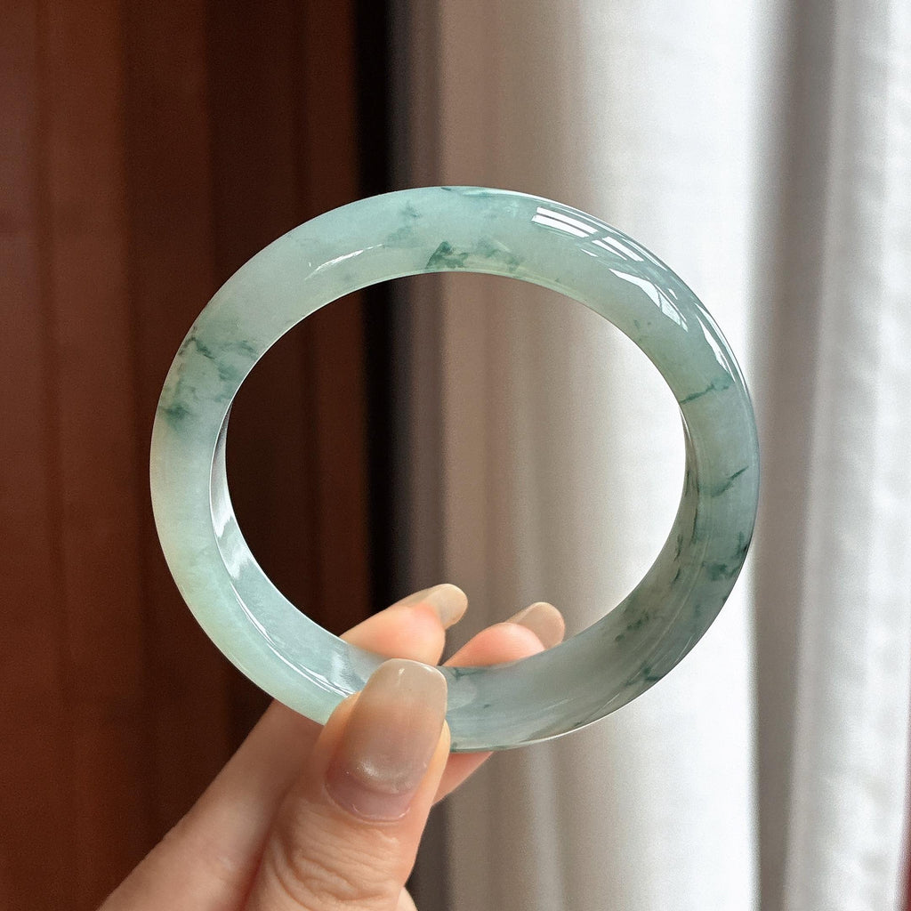 细糯种飘花正圈平安镯 57圈 天然缅甸A货翡翠（yc463307）