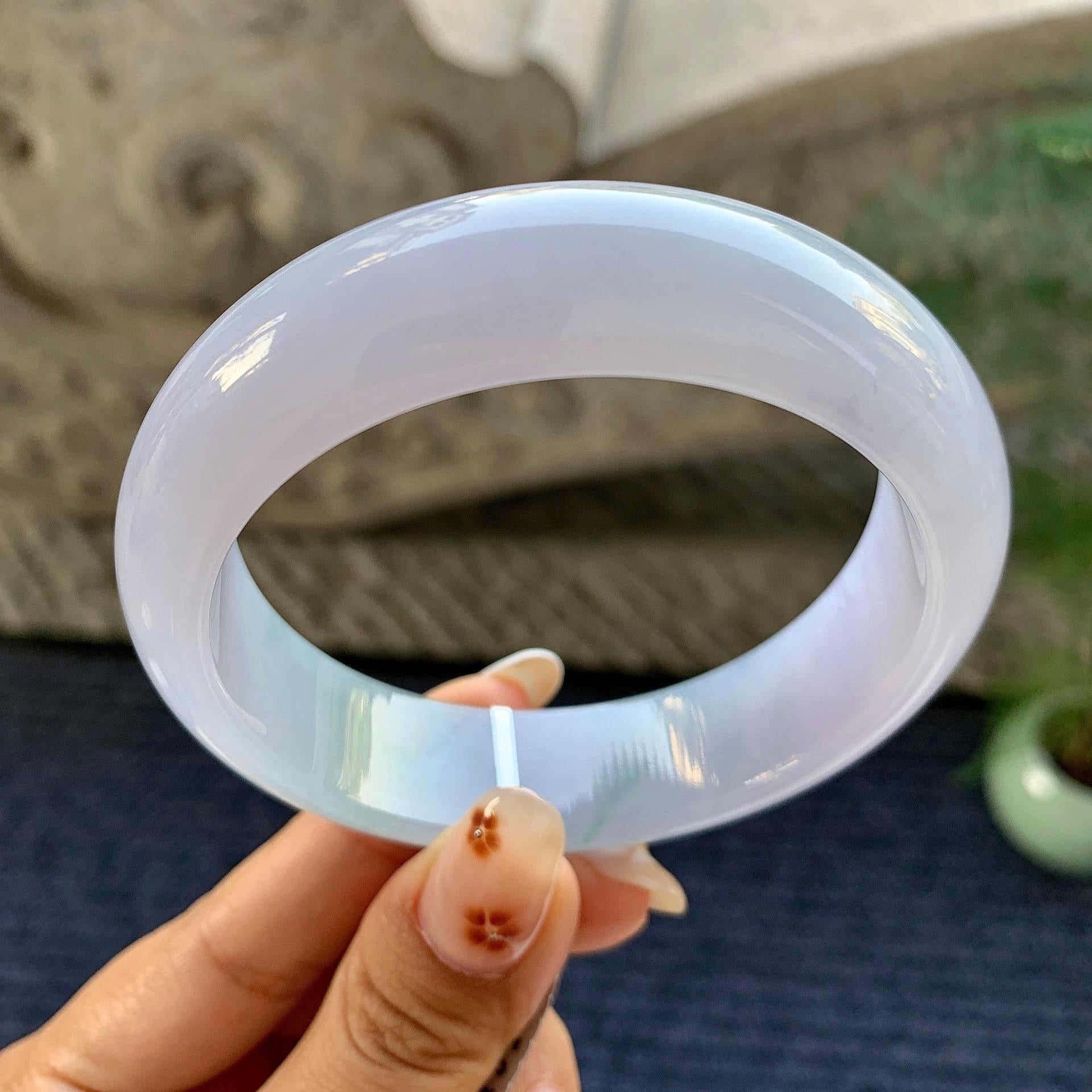 细糯种淡春彩宽版轮胎手镯（60.6mm）（yc249434）