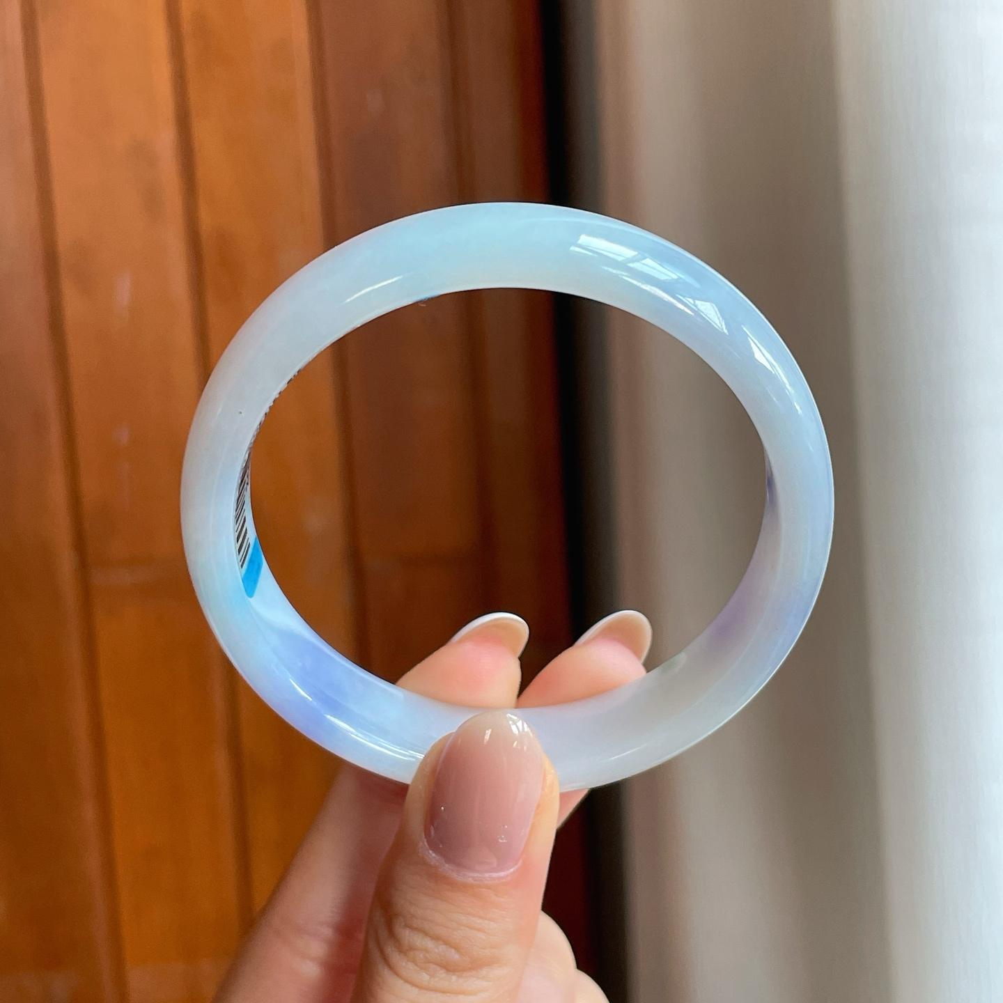 糯冰飘紫翡翠平安镯（55.4mm)（yc373439）