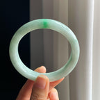 糯冰带色翡翠平安镯（62mm)（yc345507）