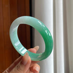 糯冰带色翡翠平安镯（58mm）（yc238189）