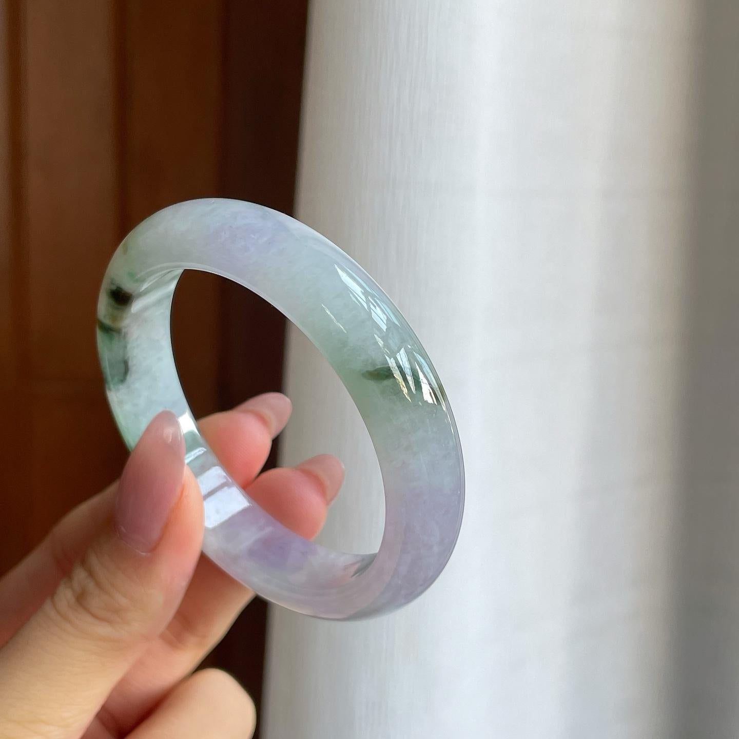 糯冰飘花翡翠平安镯（51.8mm）（yc286507）