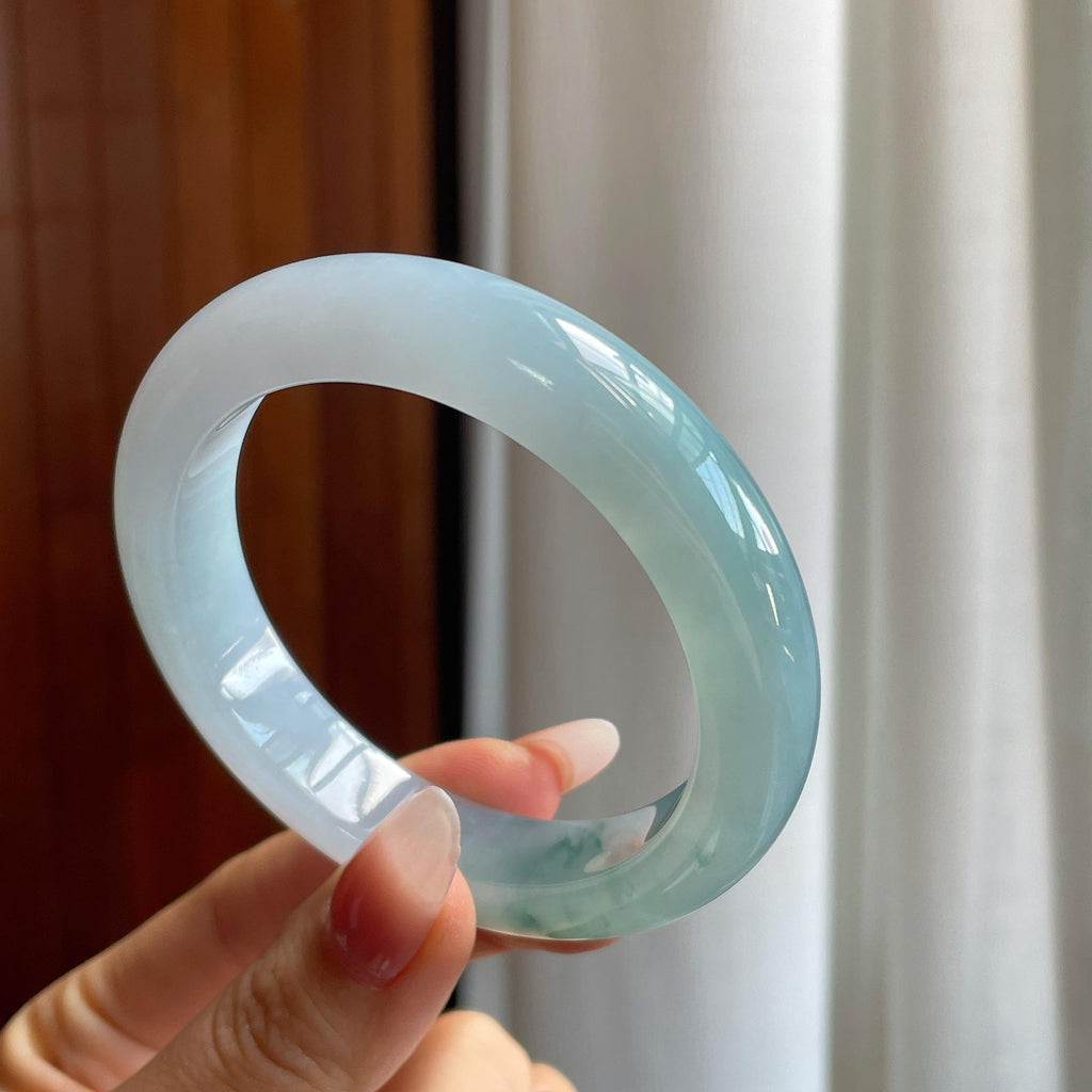 冰种飘花翡翠平安镯（57mm）（yc302433）