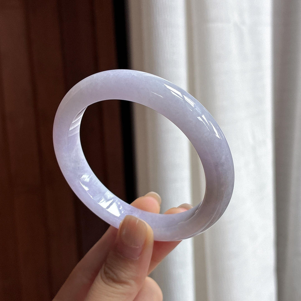 细糯种紫罗兰正圈平安镯 56圈 天然缅甸A货翡翠（yc481632）