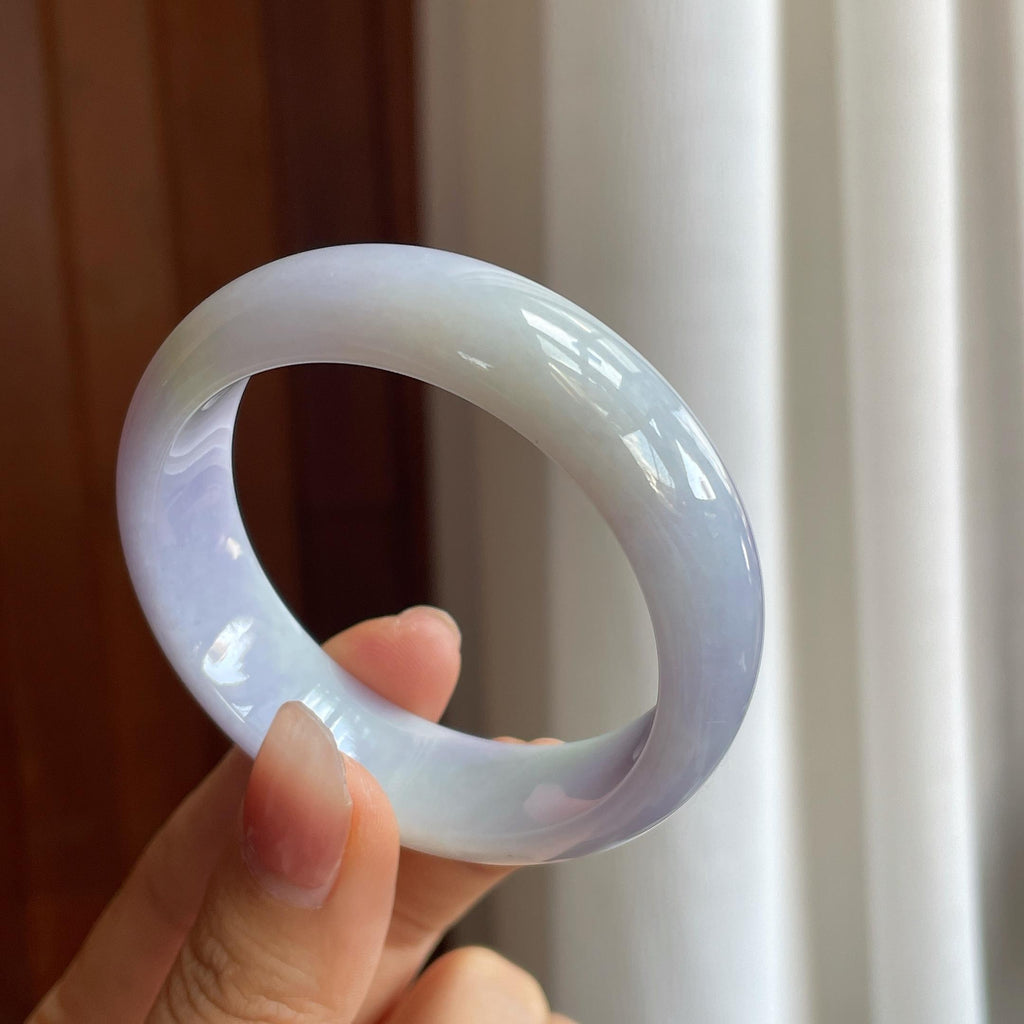 糯冰种紫罗兰翡翠平安镯（51mm）（yc314122）