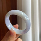 糯冰种紫罗兰翡翠平安镯（51mm）（yc314122）