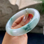 细糯种飘花正圈平安镯57.3圈          天然缅甸A货翡翠（yc460633）