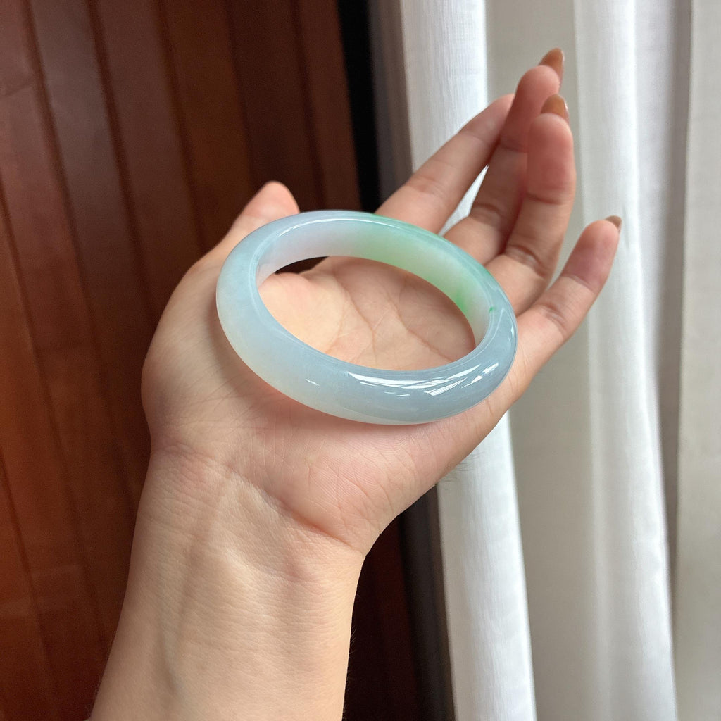 Vòng tay bình an vòng tròn đầy đặn màu sắc đá ngọc băng tuyết 58 vòng Ngọc phỉ thúy tự nhiên loại A Myanmar (yc451496)