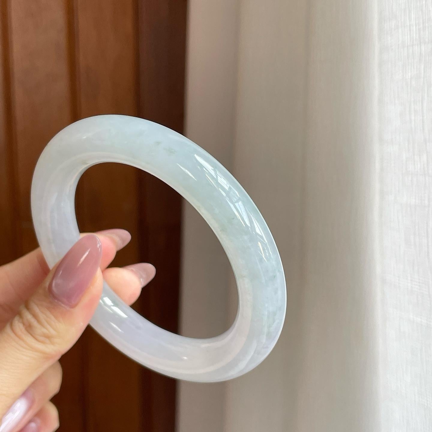糯冰飘花翡翠圆条手镯（57mm）（yc284956）