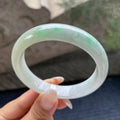 大圈口     细糯种飘绿花正圈平安镯58.3圈     天然缅甸A货翡翠（yc421246）