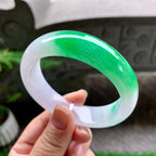 糯冰种飘阳绿宽版轮胎手镯（58.7mm）（yc253724）