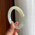 糯冰黄翡飘花特色翡翠平安镯（54mm)（yc416015）