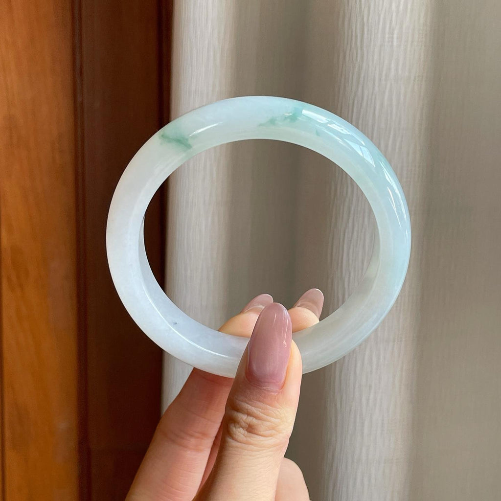 糯冰飘花翡翠平安镯（61.4mm）（yc293396）