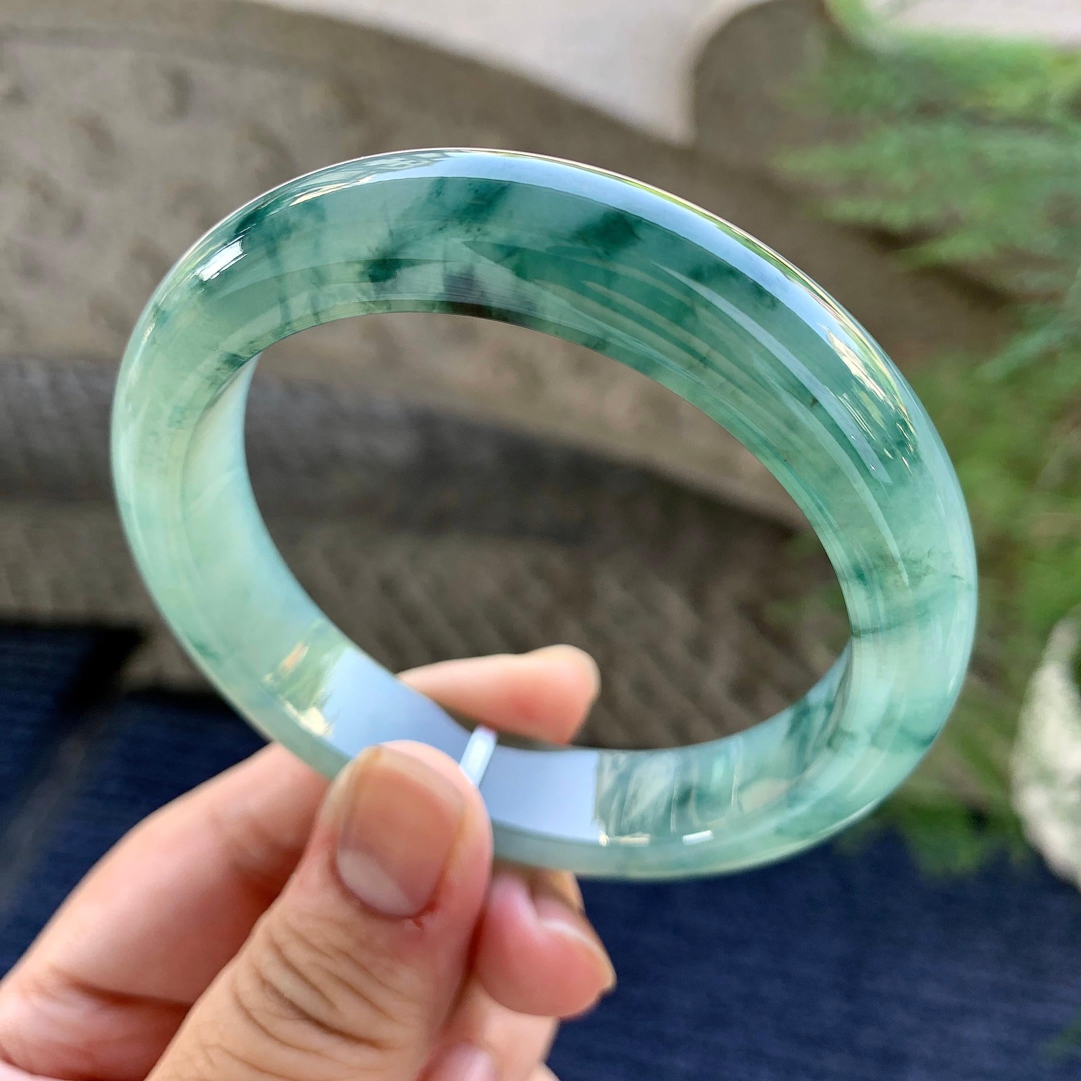 糯冰种飘花平安镯（57.6mm）（yc249458）