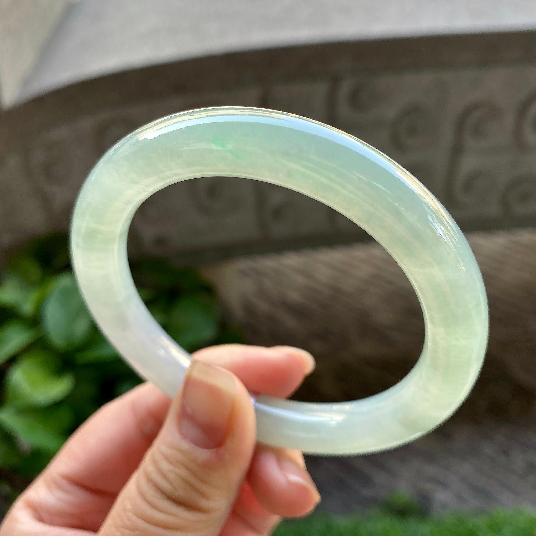 糯冰种晴底圆条手镯（58mm）（yc304781）