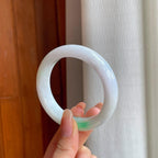 糯冰带色翡翠平安镯（54.3mm)（yc361611）