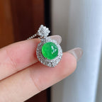 18k金镶冰种满绿翡翠蛋面（yc241864）