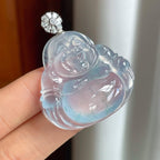 18k金扣冰种蓝紫底翡翠佛公（yc196026）