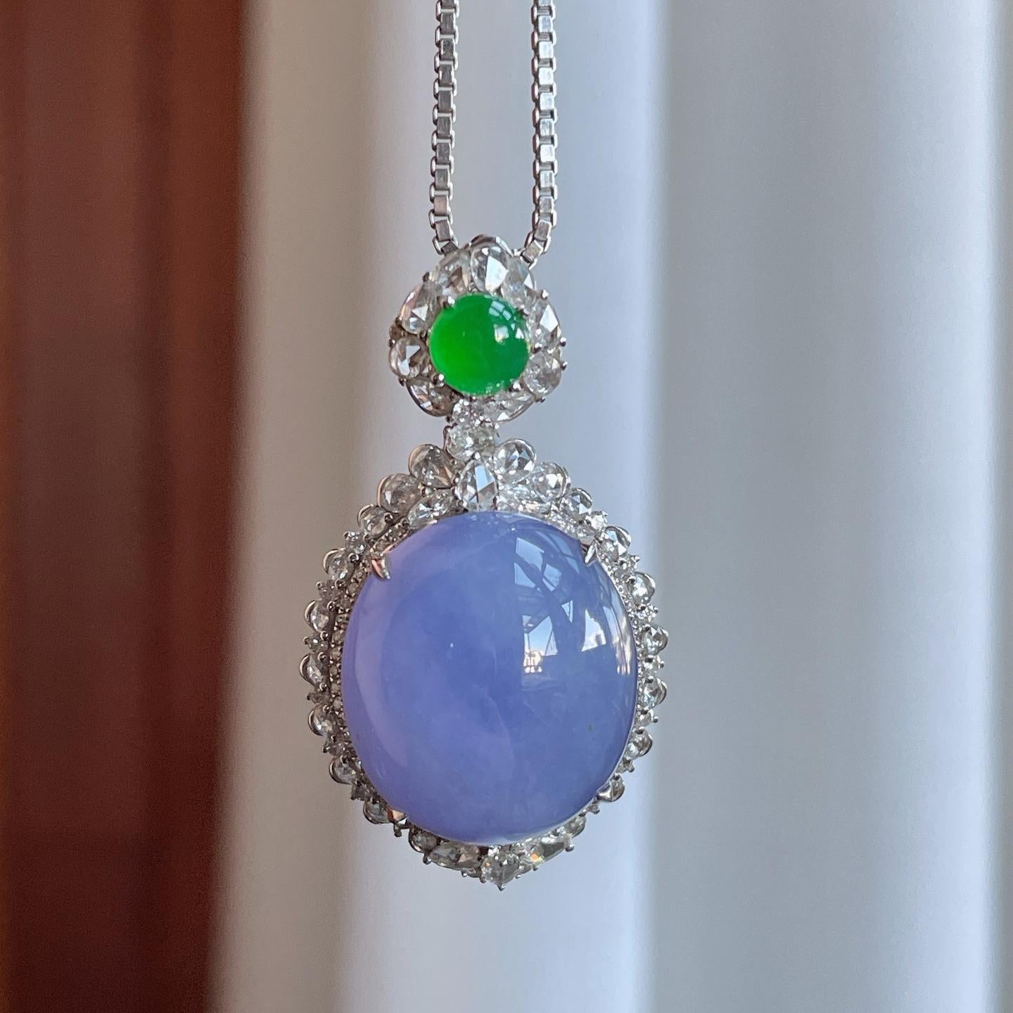 18k金钻镶糯冰紫罗兰翡翠蛋面（yc270317）