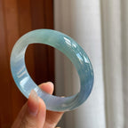 冰种蓝紫宽版翡翠平安镯（57.5mm）（yc325737）